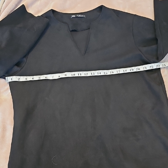 Zara Black Suede Midi Dress Size L - Picture 9 of 9